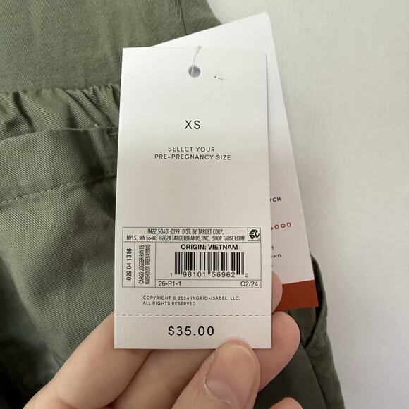 Ingrid & Isabel Full Belly Maternity Cargo Lightweight Jogger XS NWT Green - Picture 12 of 13